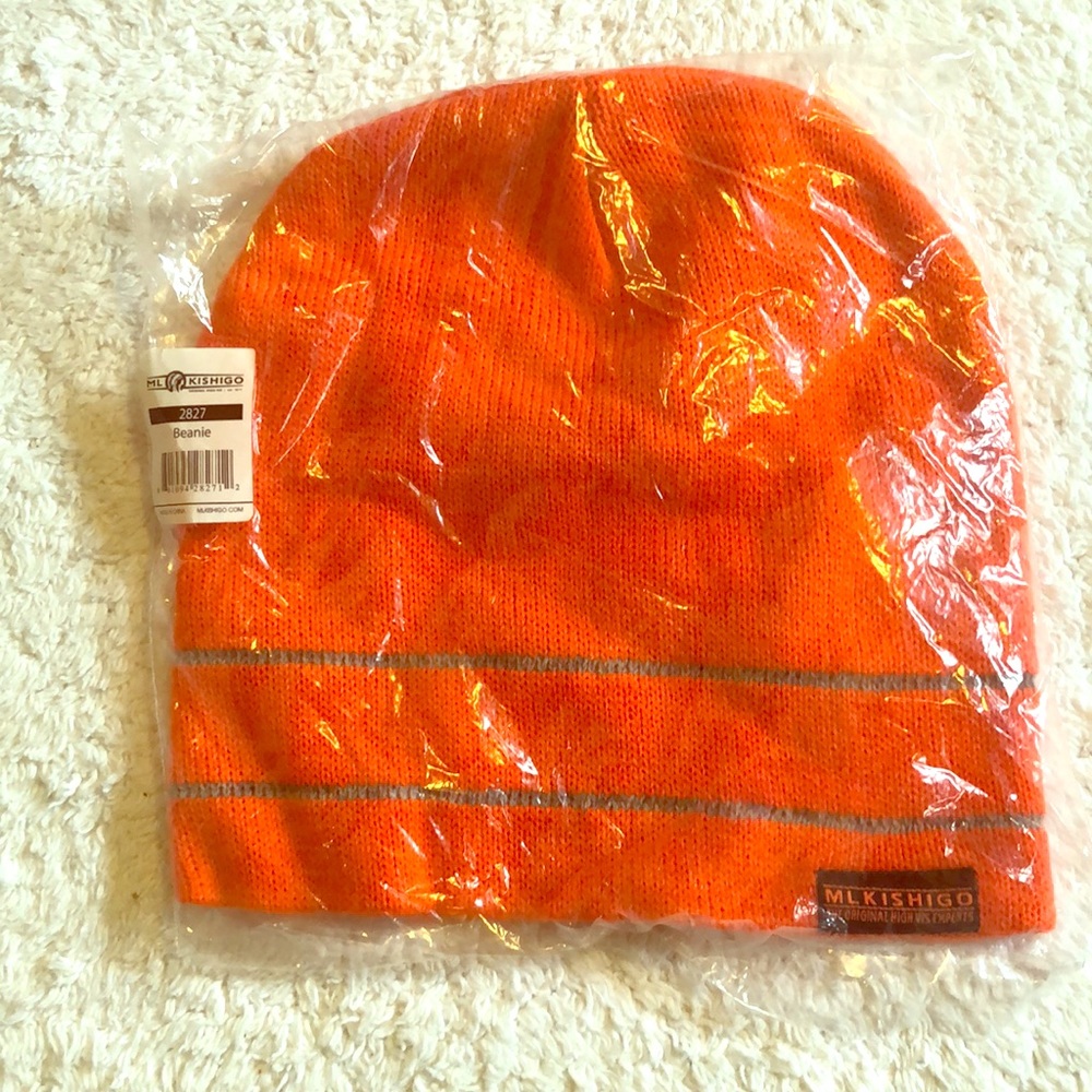 💙 SALE 4/$20 Orange/grey stripe beanie brand new